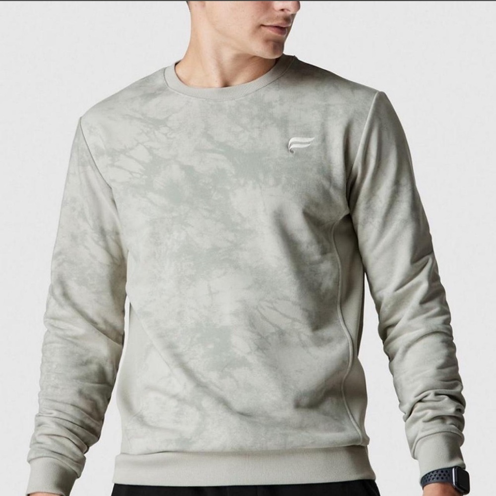 Fabletics Men's Cloud Wash Crewneck Sweater - Light Gray